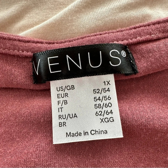 NWT Venus Size 1X Rose Pink Ombre Dip Dye V Neck Tank Top Drapey stretchy Pocket - Picture 4 of 5